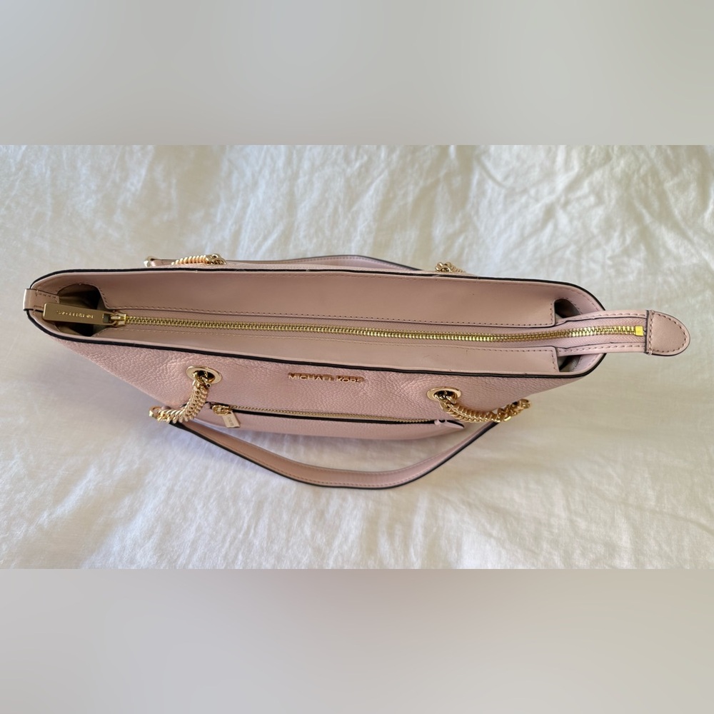 MICHAEL KORS Jet Set Item Leather Medium Front Zip Chain Tote Powder Blush - Picture 11 of 11